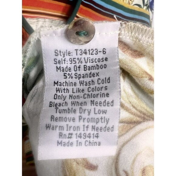 Johnny Was Felix Trapeze Floral & Striped Banboo Midi Casual Dress Medium M - Picture 10 of 14